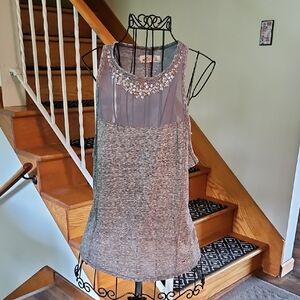 👚Hollister Tan Sequin Embellished Tank Top